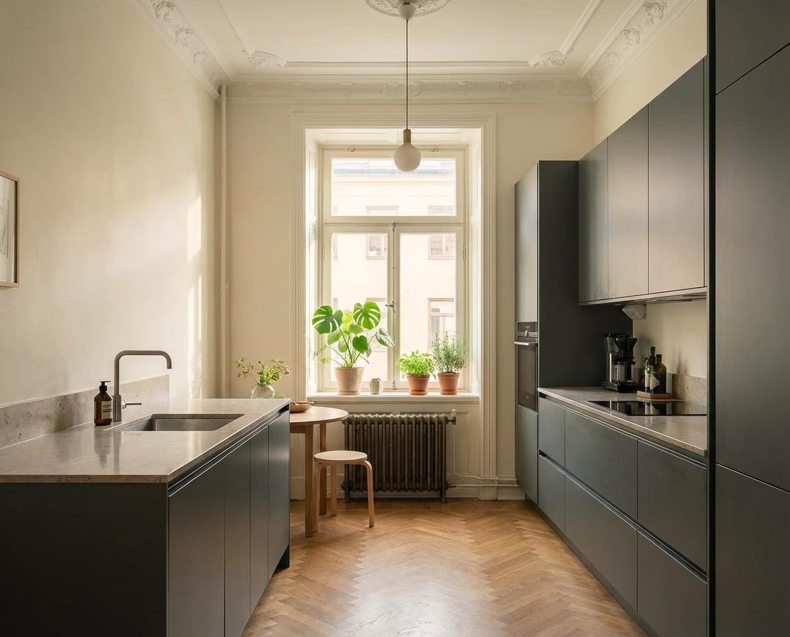 Küche – re-box Lack Gutter Black No. 33, seidenglänzend, Farbton modernes Anthrazit-Schwarz, für Möbel & Holz