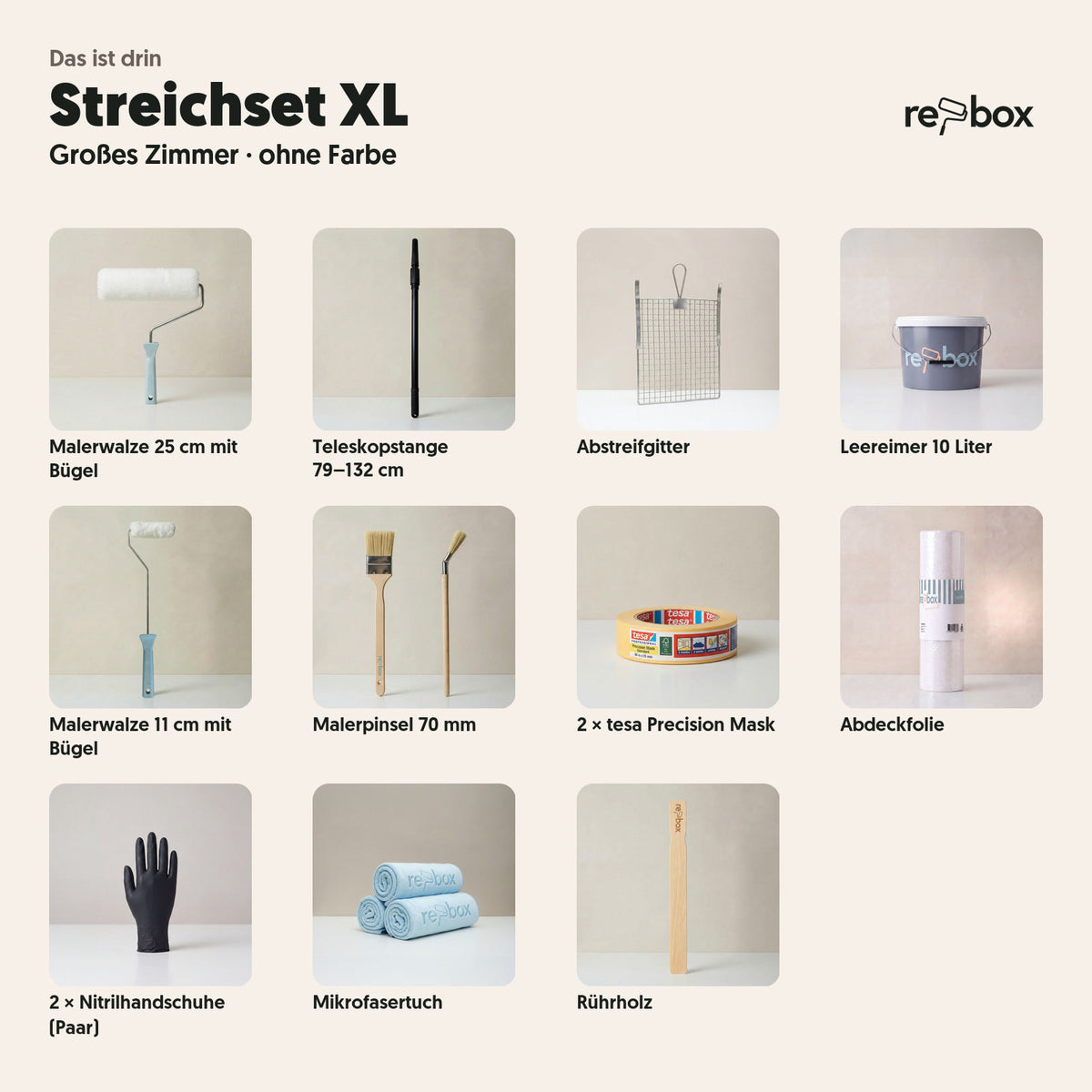 Streichset XL „Großes Zimmer“ – Werkzeug ohne Farbe: das ist drin