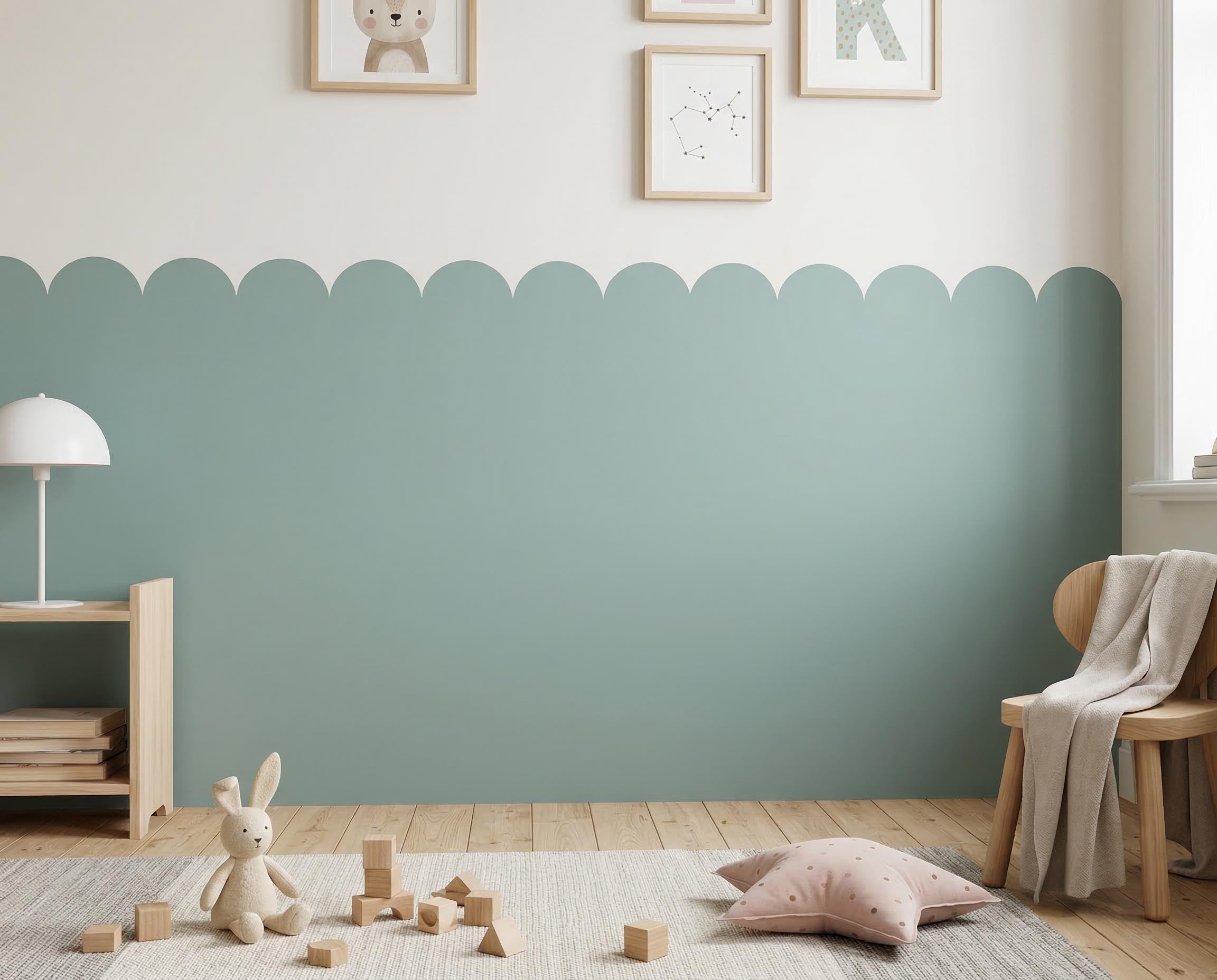 Kinderzimmer mit Wand in re-box Wandfarbe Harbour Blue No. 18 – frisches Meeresblau