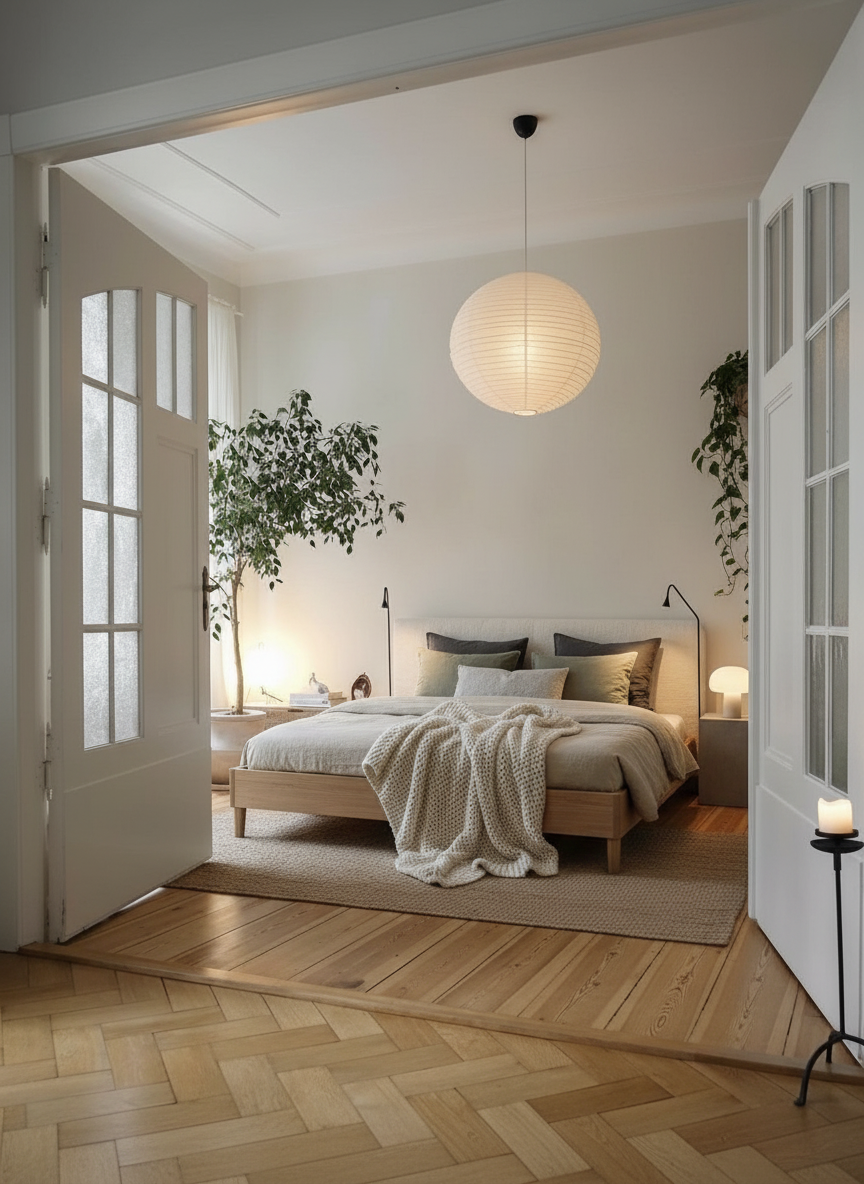 Wohnraum mit Wand in re-box Wandfarbe Lait Vanille No. 56 – cremiges Beige