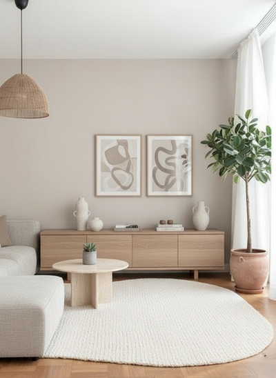 Wohnraum gestaltet mit re-box Wandfarbe Blanc Épuré No. 55 – reines Weiß