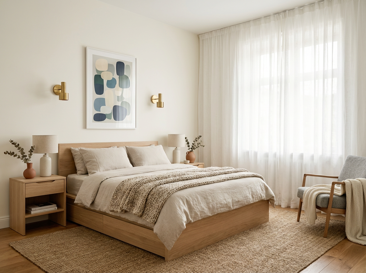 Wohnraum mit Wand in re-box Wandfarbe Blanc Épuré No. 55 – reines Weiß