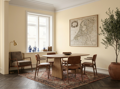 Interieur mit Wand in re-box Wandfarbe Blanc Pêche No. 47 – zartes Pfirsich-Weiß