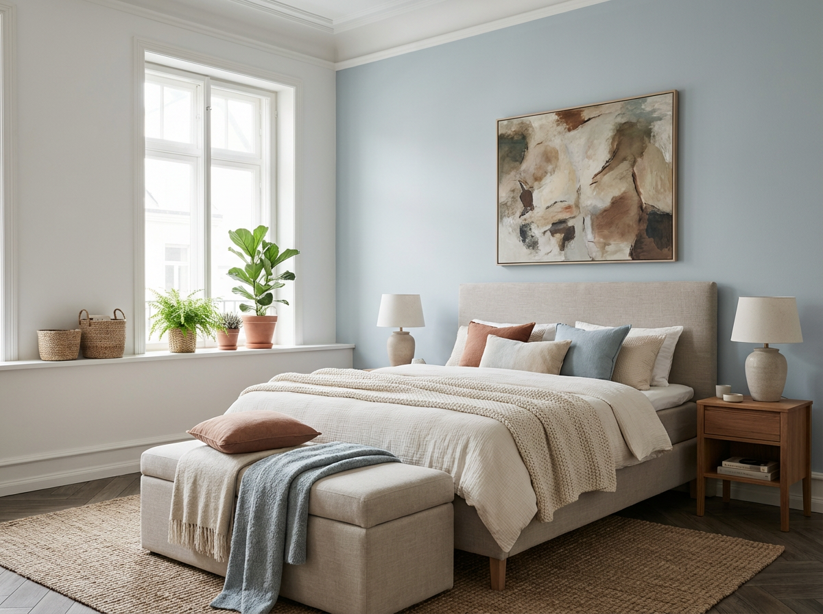 Interieur mit Wand in re-box Wandfarbe Gesso Clair No. 57 – cremiges Off-White