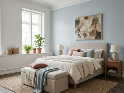 Interieur mit Wand in re-box Wandfarbe Gesso Clair No. 57 – cremiges Off-White