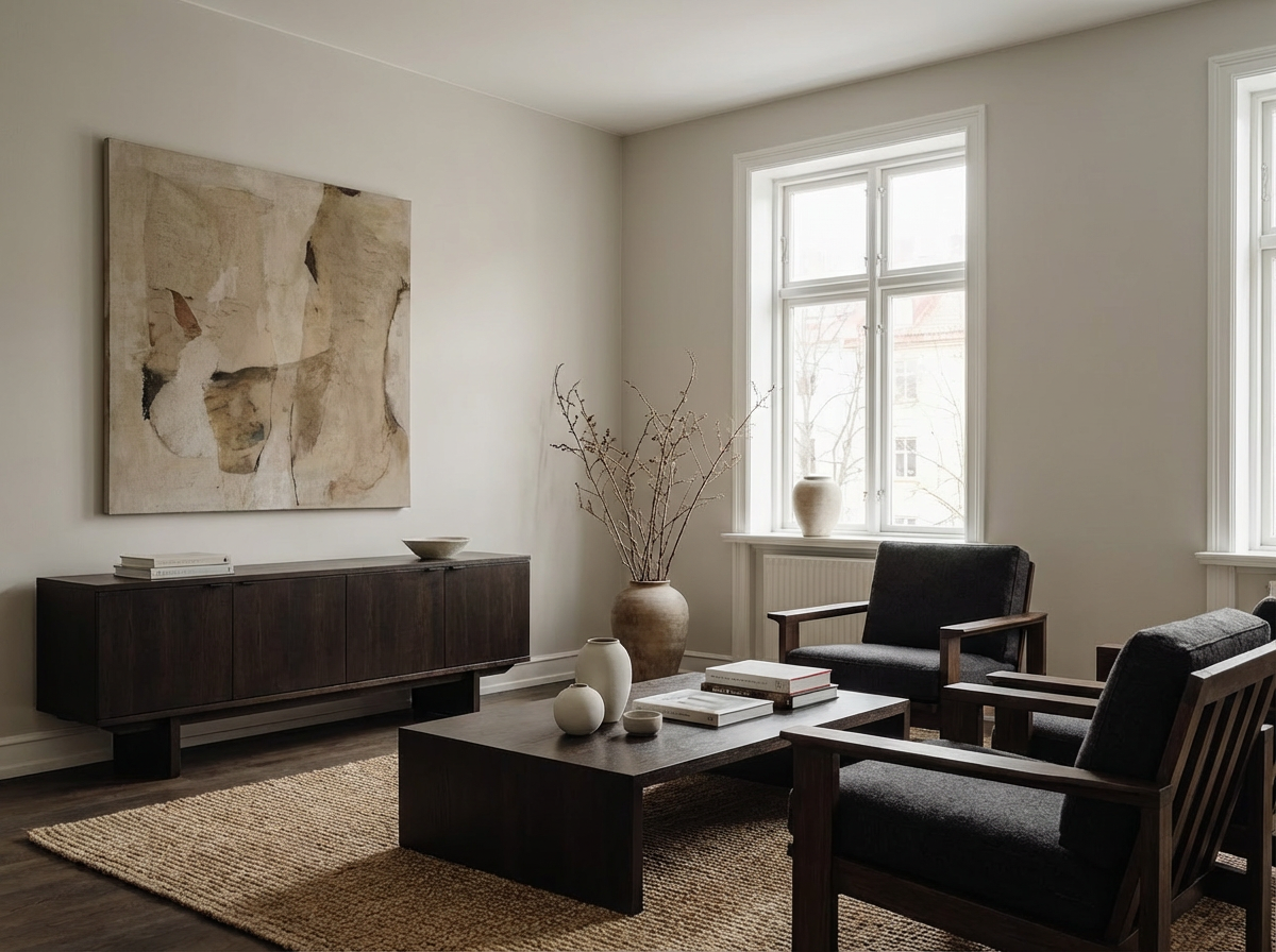 Wohnraum mit Wand in re-box Wandfarbe Sel Marin No. 54 – warmer Weißton