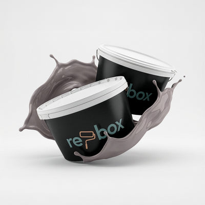 Farbeimer re-box Wandfarbe Aubergine Mist No. 20 in sanftem Aubergine-Violett