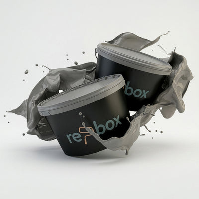 Farbeimer re-box Wandfarbe Velours Ombre No. 44 in samtigem Dunkelgrau