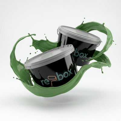 Farbeimer re-box Wandfarbe Green Husk No. 10 in sattem Grün
