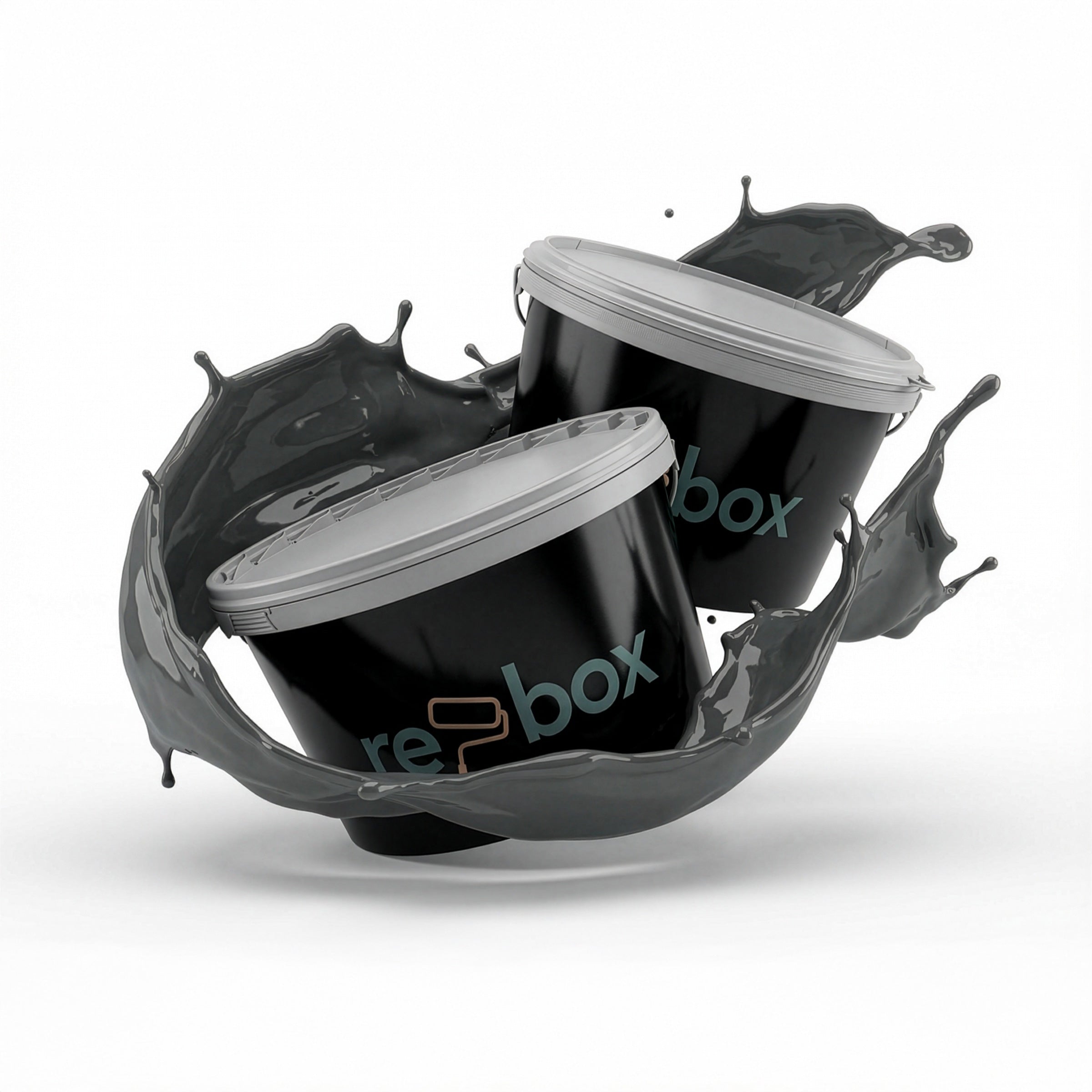 Farbeimer re-box Wandfarbe Gutter Black No. 33 in modernem Anthrazit-Schwarz