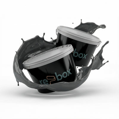 Farbeimer re-box Wandfarbe Gutter Black No. 33 in modernem Anthrazit-Schwarz