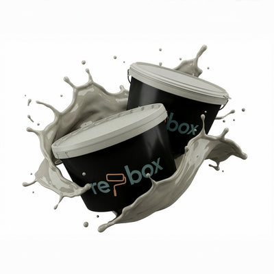 Farbeimer re-box Wandfarbe Wisp No. 4 in sanftem Grau