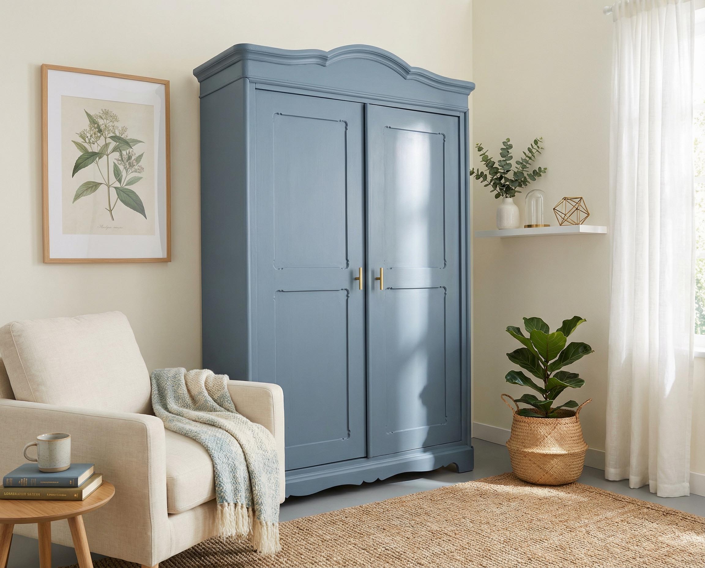 Re-Box Möbellack Ocean Nuit No. 65 – lackierter Wandschrank in tiefem Blau, seidenmatte Oberfläche für stilvolle und hochwertige Innenraumgestaltung