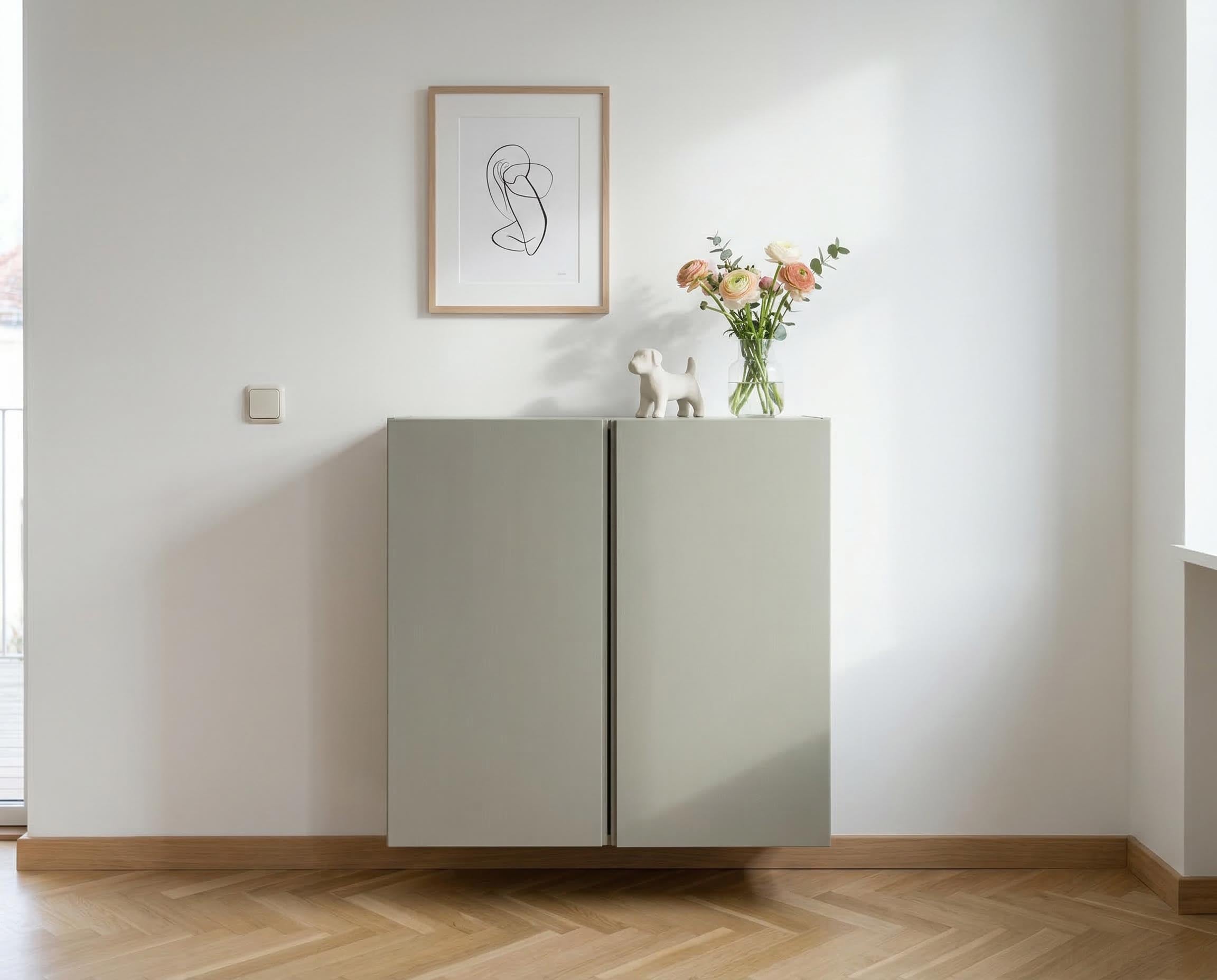 Holzoberfläche – re-box Lack Stonecellar No. 17, seidenglänzend, Farbton gedecktes Steingrau, für Möbel & Holz
