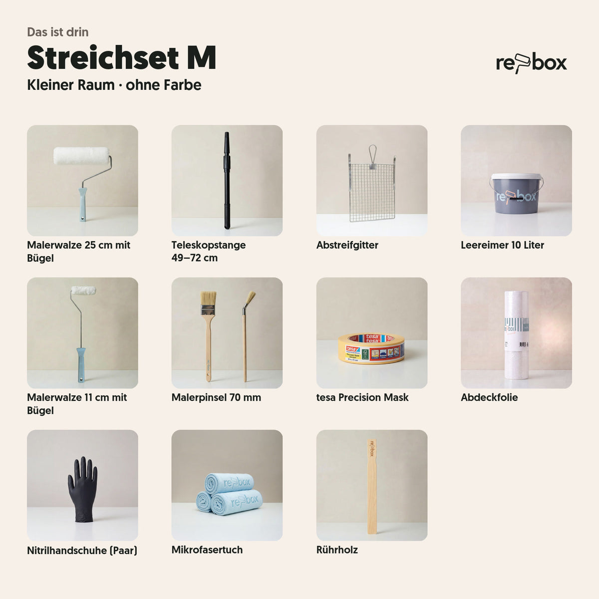Streichset M „Kleiner Raum“ – Werkzeug ohne Farbe: das ist drin