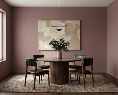 Esszimmer mit Wand in re-box Wandfarbe Muted Rose No. 29 – gedämpftes Rosé