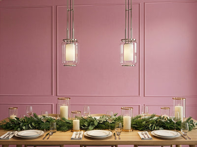 Esszimmer mit Wand in re-box Wandfarbe Château Rose No. 38 – lebendiges Rosé