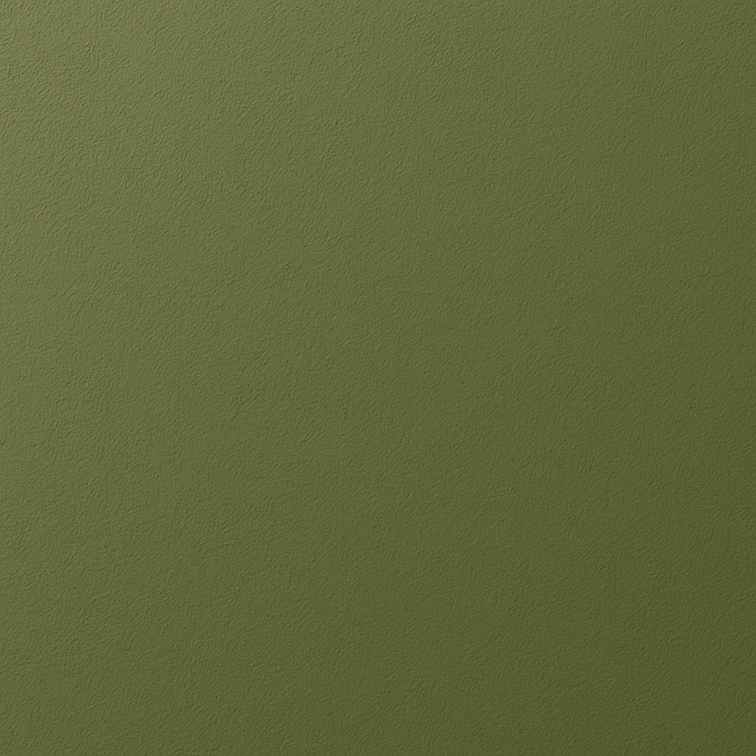 Frisch gestrichene Wand in re-box Wandfarbe Matcha Bloom No. 9 – lebendiges Matcha-Grün
